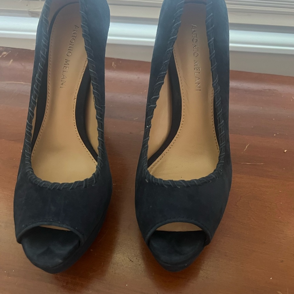 ANTONIO MELANI Elegant Black Peep Toe Heels